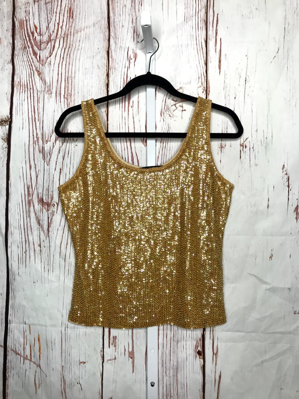 Vintage Attitudes by Debra gold sequin tank top